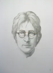 Lennon (1940-80) (silverpoint e óculos em branco chinês em papel prensado quente colocado a bordo)